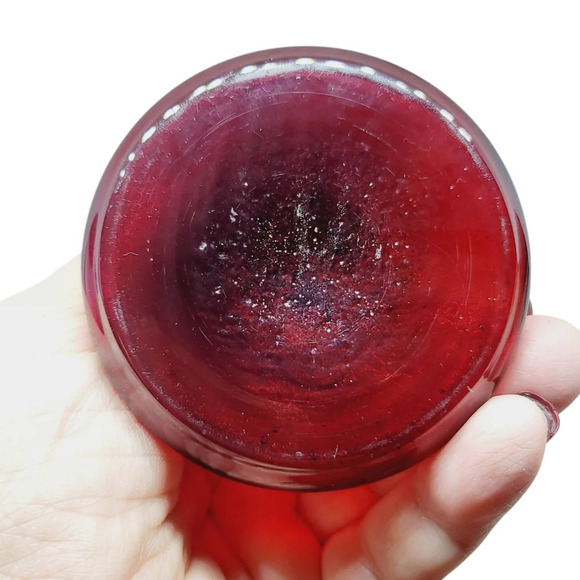 Vintage Cranberry Victorian Art Glass  Vase With Light Blue Applied Rigaree - Picture 6 of 10